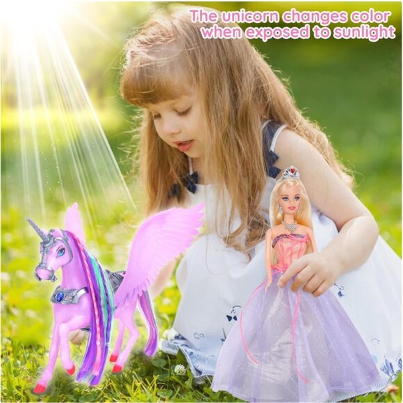 COLOR CHANGING UNICORN & PRINCESS DOLL SET - Picture 2 of 4